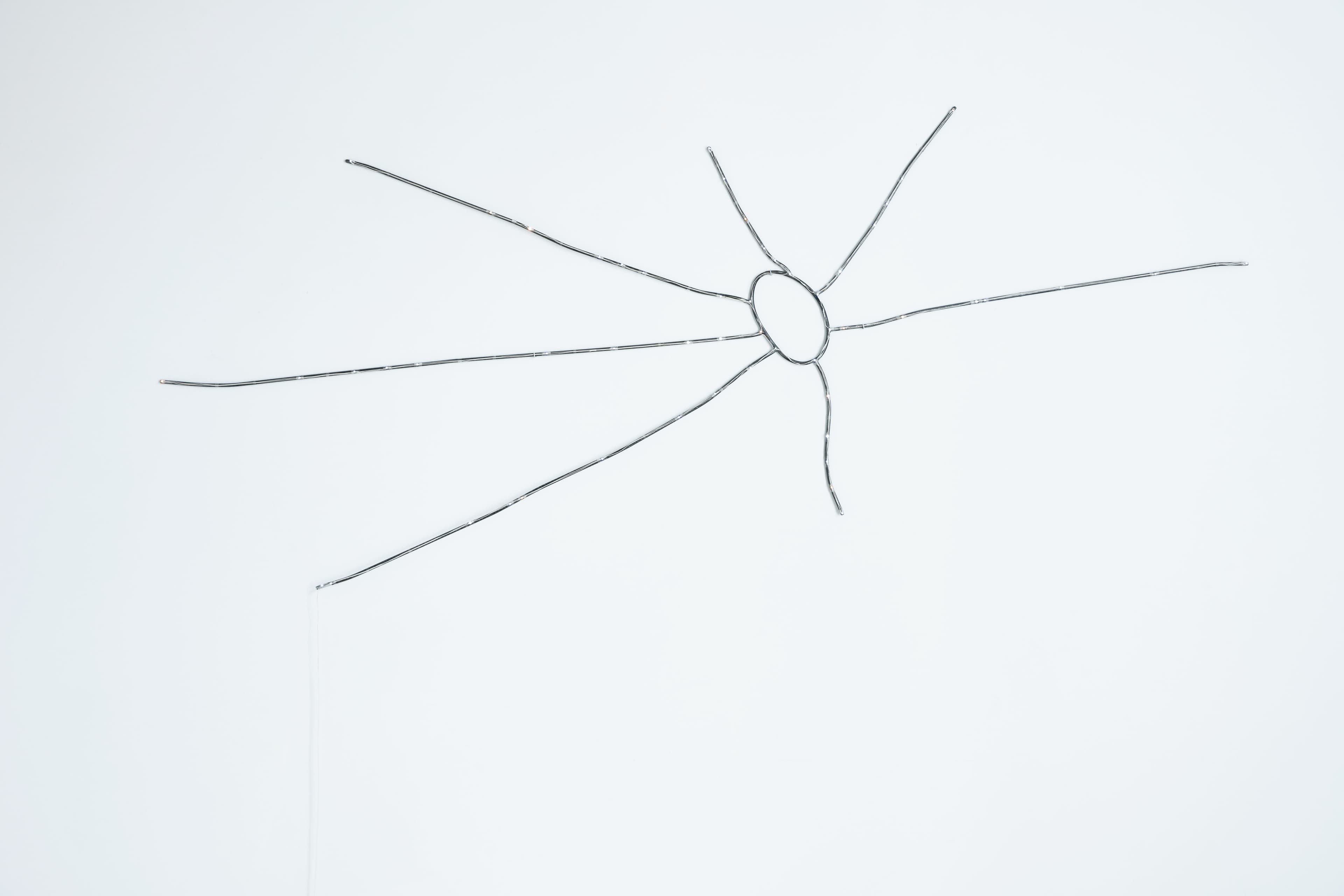 Sun 2022, iron, electrical wires, LEDs, 220 x 90 x 5 cm + by Matei Dumitriu