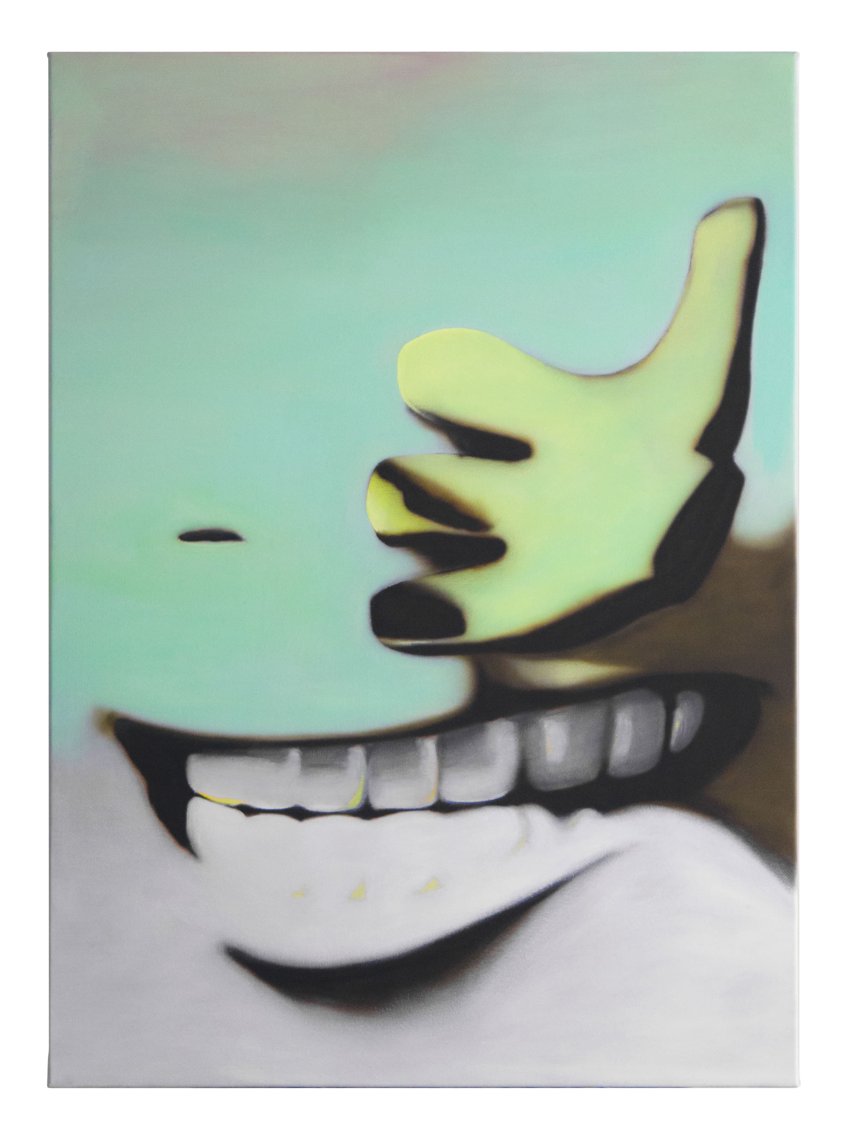 Affliger 2023, oil on jute, 125 x 90 cm by Matei Dumitriu