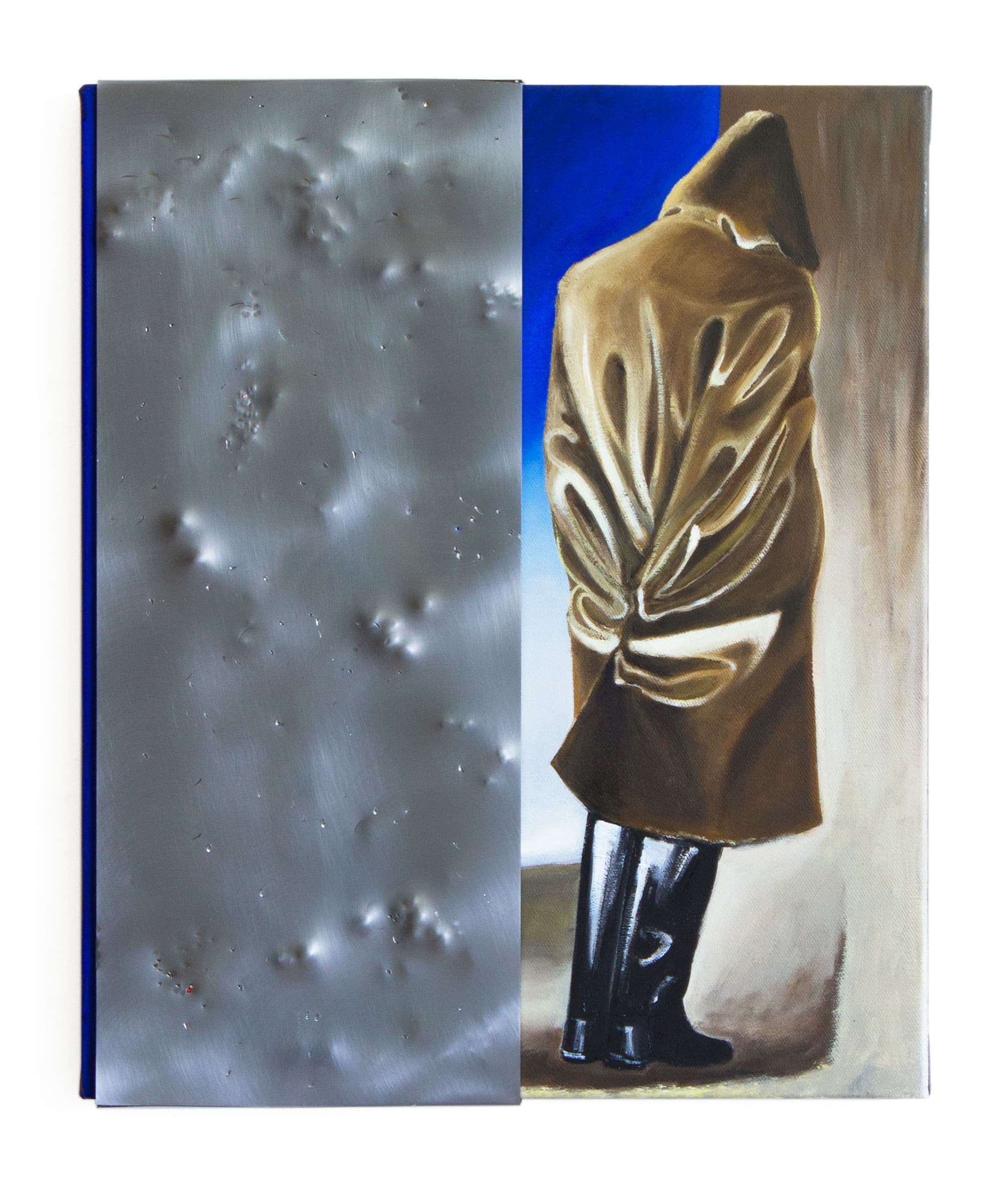 Painting for commercials (Angel Naughty) 2025, oil, tempera, iron, faux gemstones on canvas, 60 x 50 cm by Matei Dumitriu