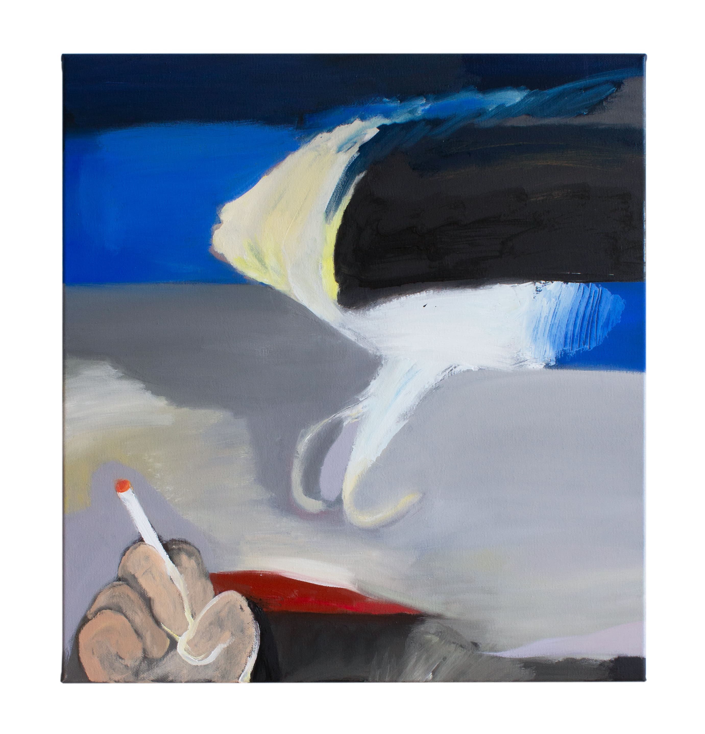 Father figure winter landscape 2 2026, oil on canvas, 65 x 80 cm by Matei Dumitriu