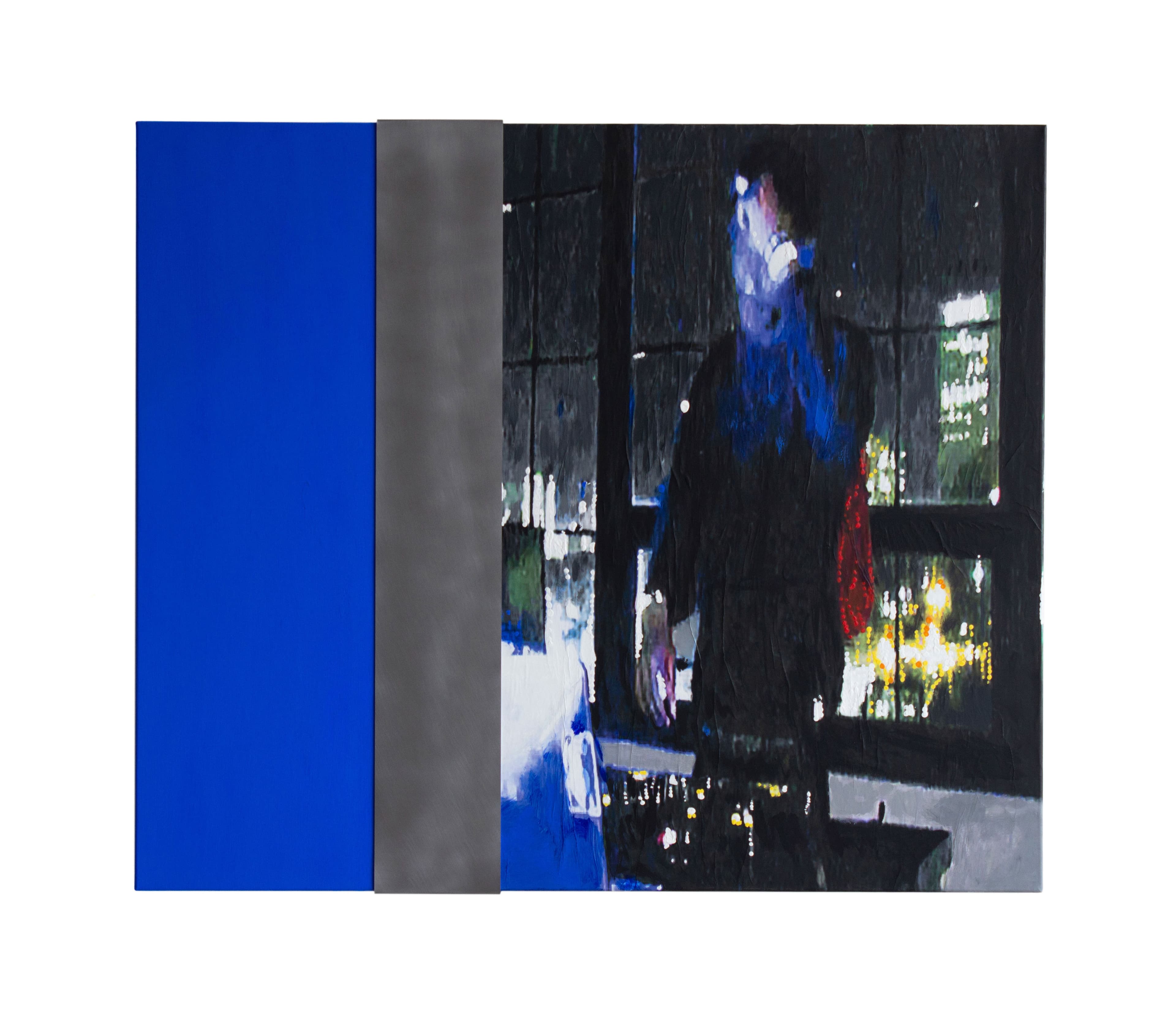 Painting for commercials (Angel six) 2025, acrylic, tempera, iron, photo transfer on linen, 130 x 110 cm by Matei Dumitriu