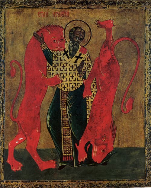 Saint Ignatius of Antioch  17th century, egg tempera on wooden board, 43 x 35 cm, State Pushkin Museum of Fine Arts, Moscova, Rusia by Matei Dumitriu